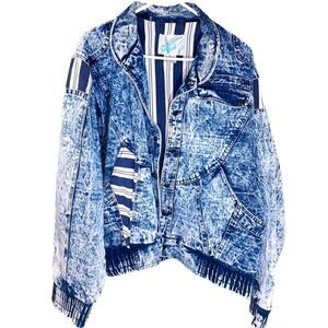 Vintage 90s Acid Wash Unisex Bomber Jacket